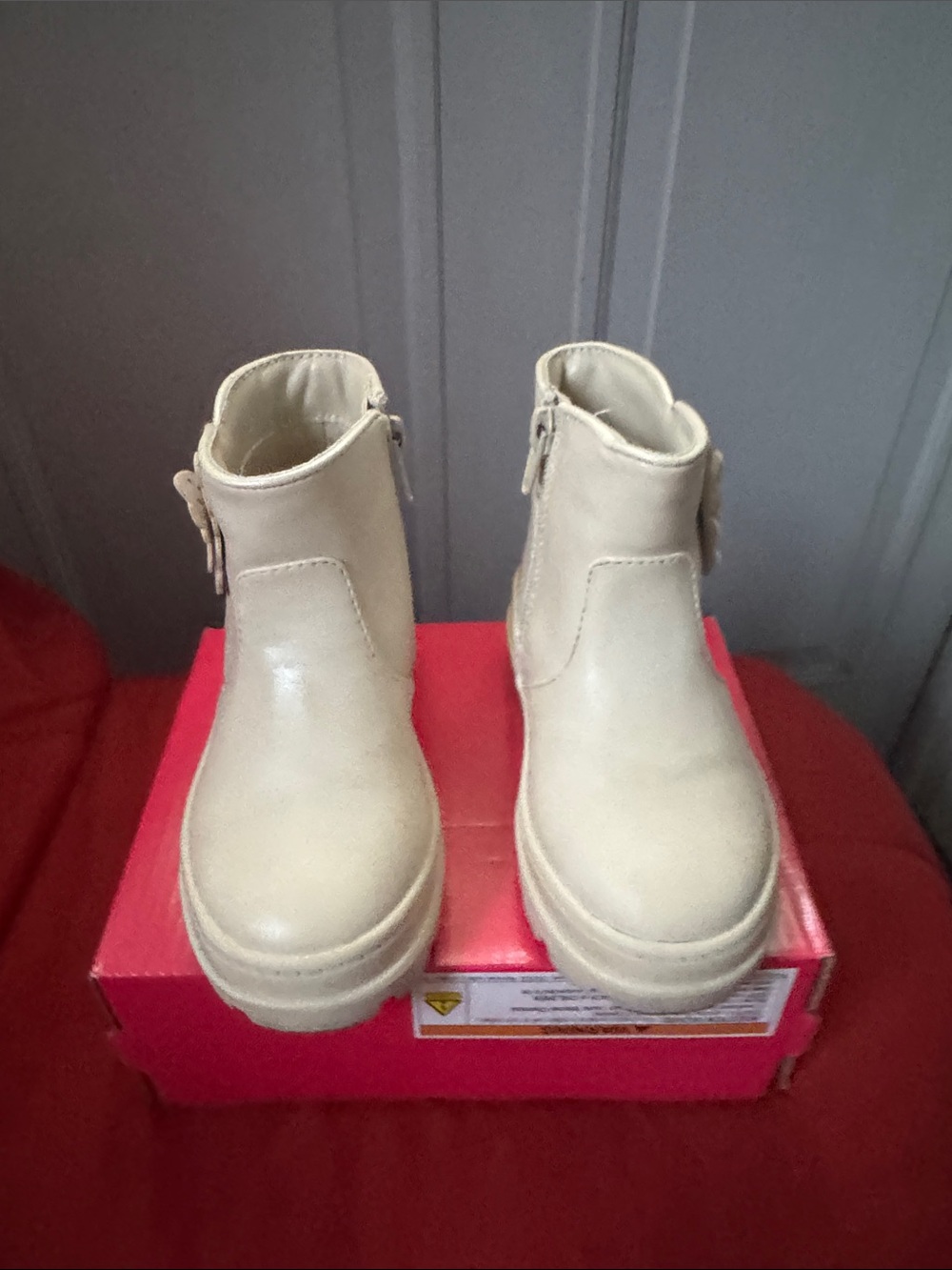 Sugar Kids Cream Ankle Boots with Side Zip